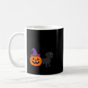 Halloween Labrador Retriever Dog With Pumpkin And Coffee Mug