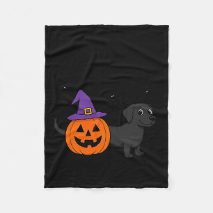 Halloween Labrador Retriever Dog With Pumpkin And Fleece Blanket