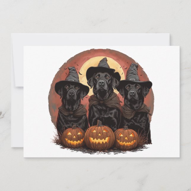 Halloween Labrador Retriever Dogs Witch Hats Invitation (Front)