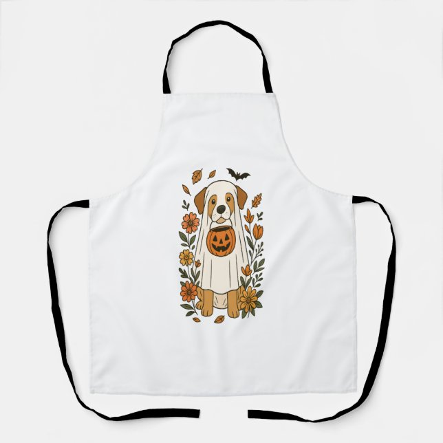Halloween Labrador Retriever Flowers Apron (Front)
