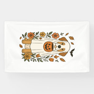 Halloween Labrador Retriever Flowers Banner