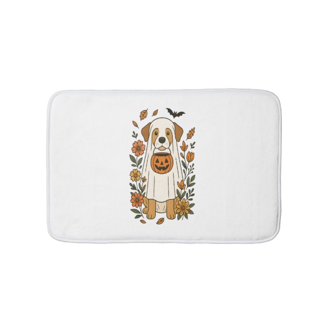 Halloween Labrador Retriever Flowers Bath Mat (Front)