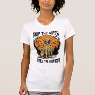 Halloween Labrador Shirt with Spooky Dog Warning_1