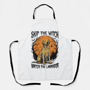Halloween Labrador Shirt with Spooky Dog Warning_1 Apron