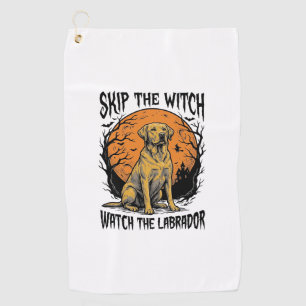 Halloween Labrador Shirt with Spooky Dog Warning_1 Golf Towel