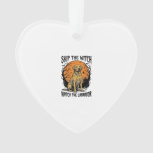 Halloween Labrador Shirt with Spooky Dog Warning_1 Ornament