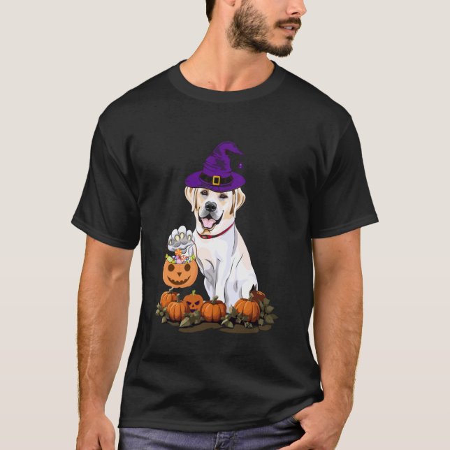 Halloween Labrador Witch T-Shirt (Front)