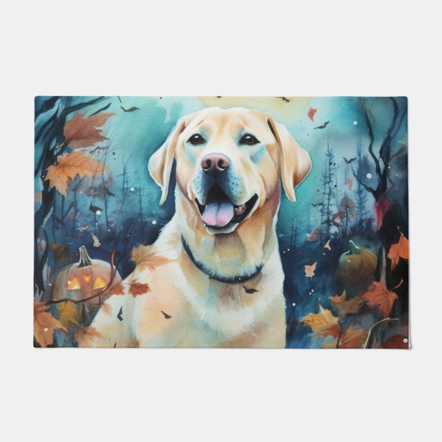 Halloween Labrador With Pumpkins Scary Doormat (Front)
