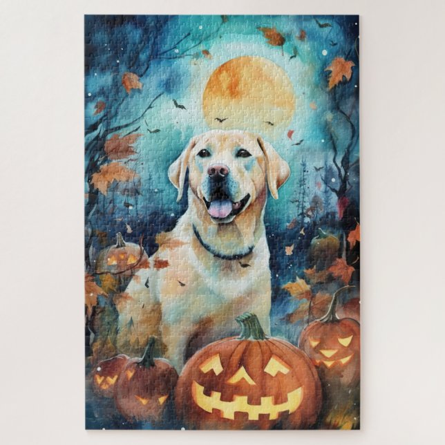 Halloween Labrador With Pumpkins Scary Jigsaw Puzzle (Vertical)
