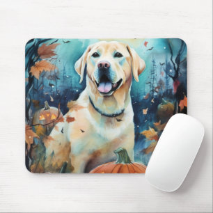 Halloween Labrador With Pumpkins Scary Mouse Pad