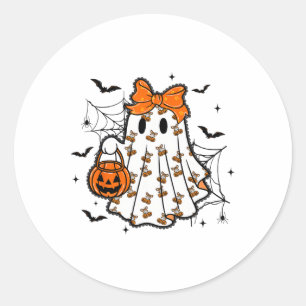 Halloween Lace Ghost Coquette Bow Pumpkin Spooky S Classic Round Sticker