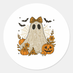 Halloween Lace Ghost Coquette Flower Bow Floral Sp Classic Round Sticker