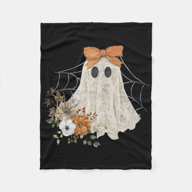 Halloween Lace Ghost  Fleece Blanket (Front)