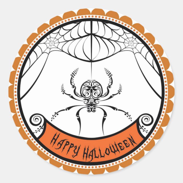 Halloween Lace Spider favour stickers labels (Front)