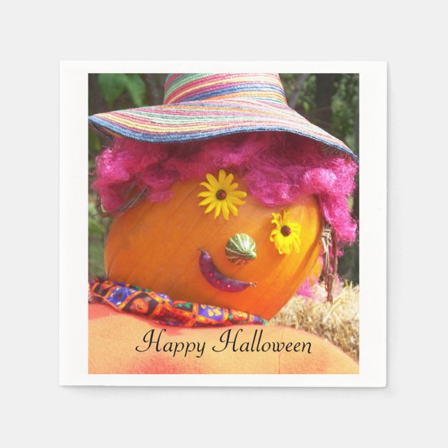 Halloween Lady Scarecrow Napkin (Front)