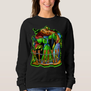 Halloween Lady Scarecrow Pumpkin Head RIP Bats Swe Sweatshirt