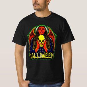 Halloween Lady Zombie Angel Wings Skull T-Shirt