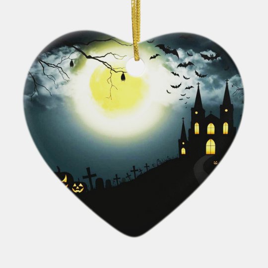 Halloween landscape ceramic ornament