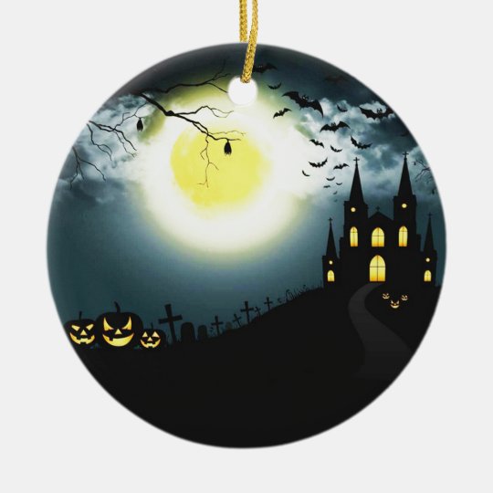 Halloween landscape ceramic ornament