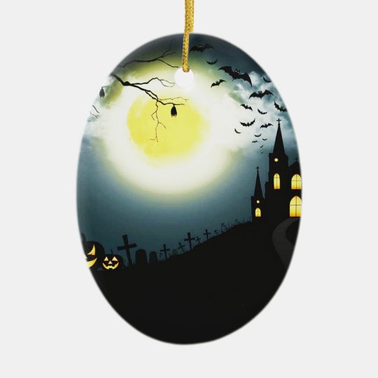 Halloween landscape ceramic ornament