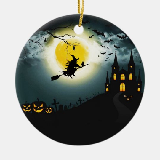 Halloween landscape ceramic ornament