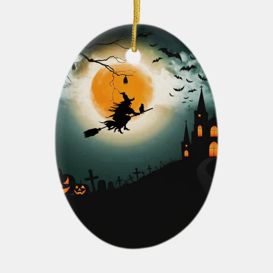 Halloween landscape ceramic ornament