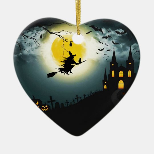 Halloween landscape ceramic ornament