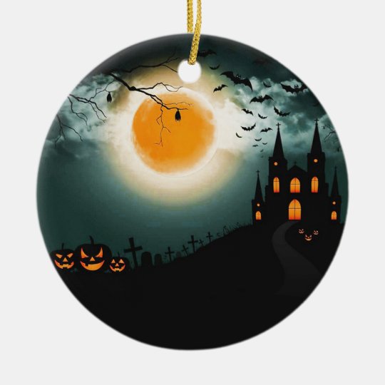 Halloween landscape ceramic ornament