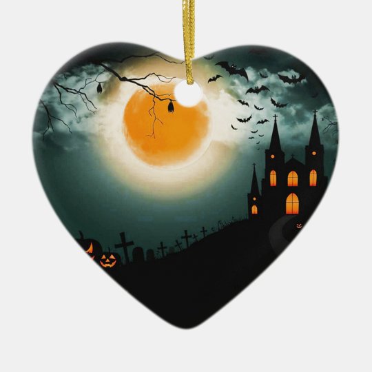 Halloween landscape ceramic ornament