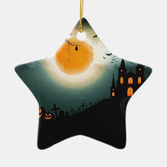 Halloween landscape ceramic ornament