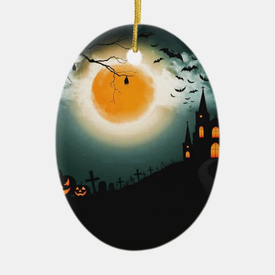 Halloween landscape ceramic ornament