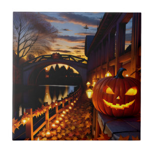 Halloween Landscape Four Ceramic Tile