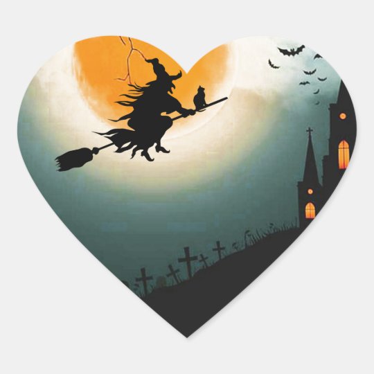 Halloween landscape heart sticker