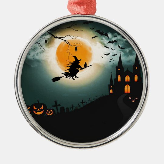 Halloween landscape metal ornament