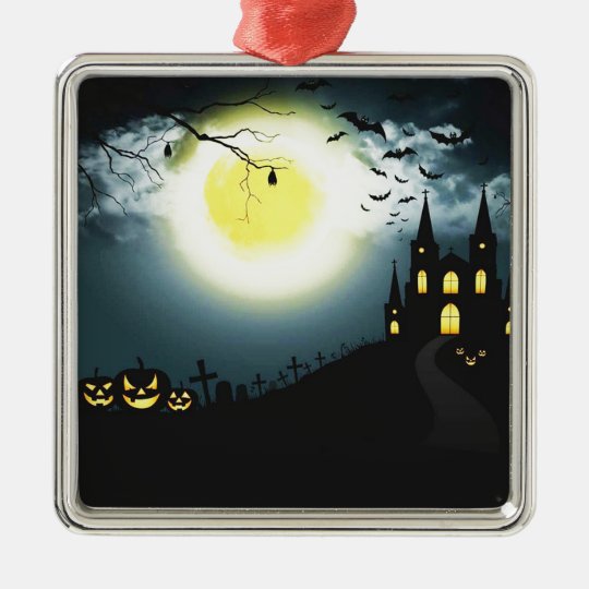 Halloween landscape metal ornament