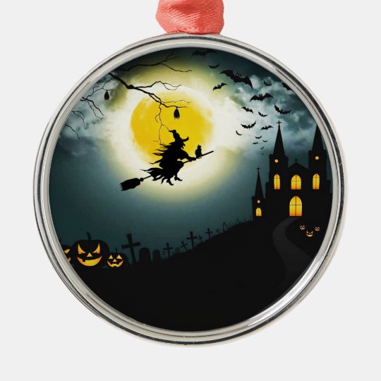 Halloween landscape metal ornament