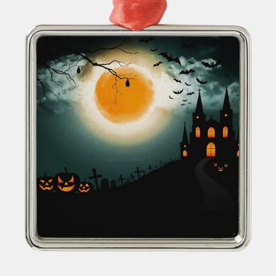 Halloween landscape metal ornament