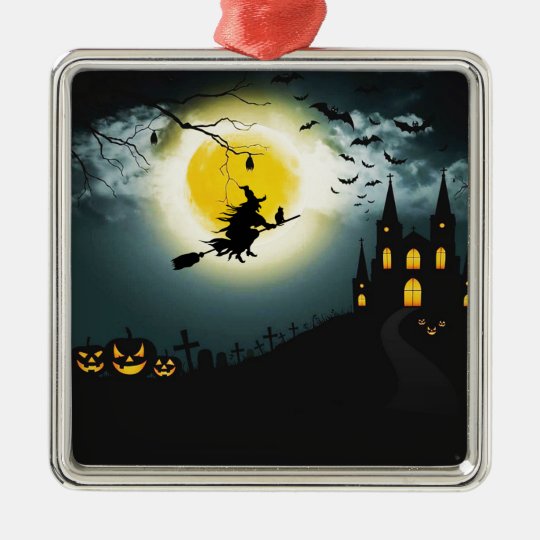 Halloween landscape metal ornament