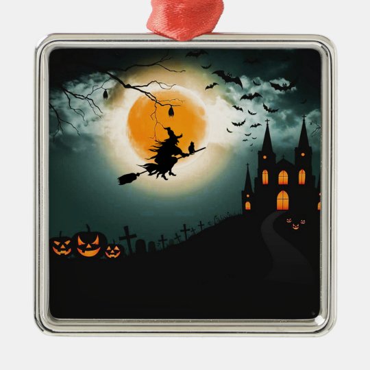 Halloween landscape metal ornament