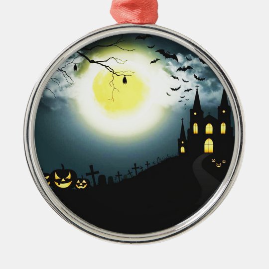 Halloween landscape metal ornament
