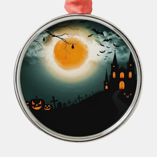 Halloween landscape metal ornament