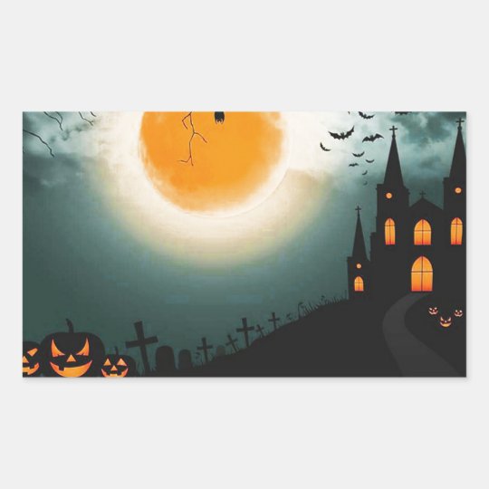 Halloween landscape rectangular sticker