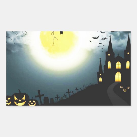 Halloween landscape rectangular sticker