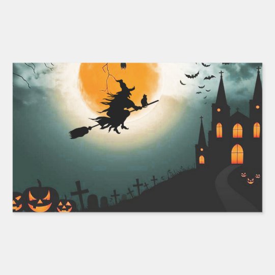 Halloween landscape rectangular sticker