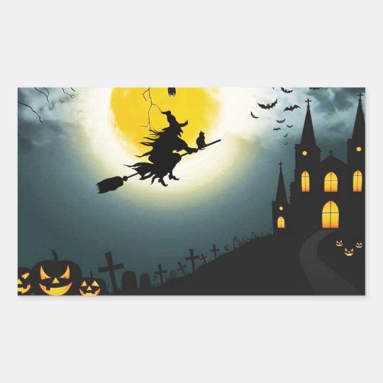 Halloween landscape rectangular sticker
