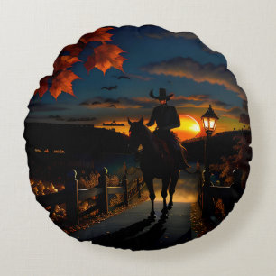 Halloween Landscape Seven Round Cushion