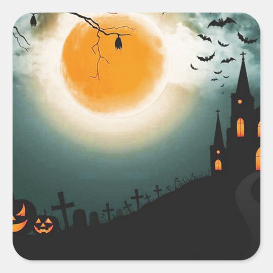 Halloween landscape square sticker