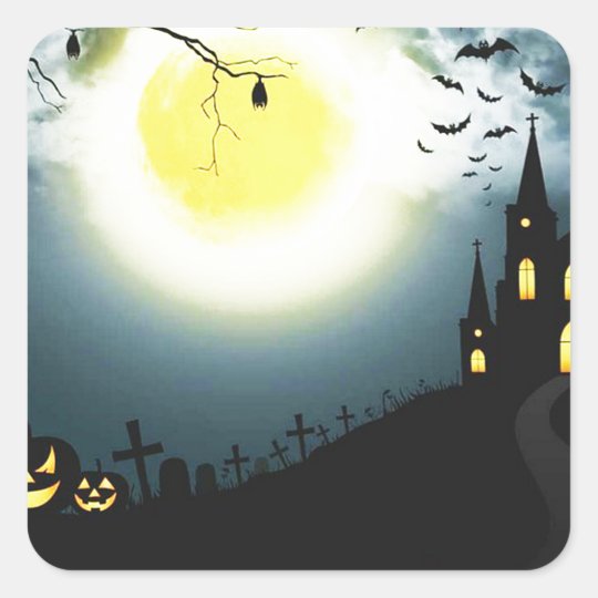 Halloween landscape square sticker