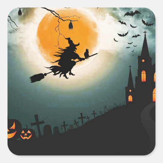 Halloween landscape square sticker