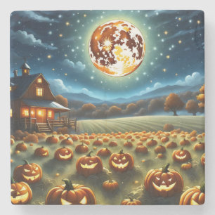 Halloween Landscape Stone Coaster